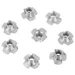 100pcs Zinc Plated Carbon Steel T Nut Four pronged Tee Nuts For Woodworking Furniture (M8)