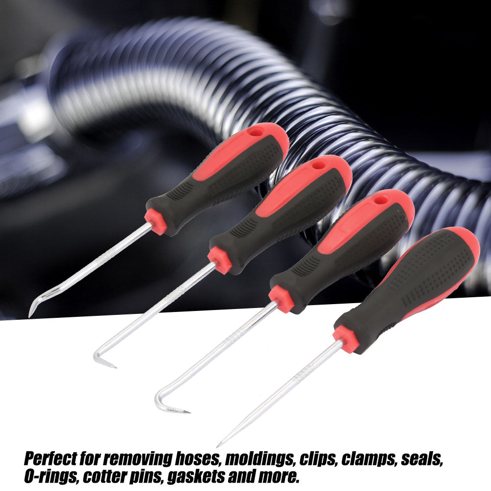 4pcs Long Car Pick and Hook Set Oil Seal Remover Tools for Seal Gasket Hoses O Ring