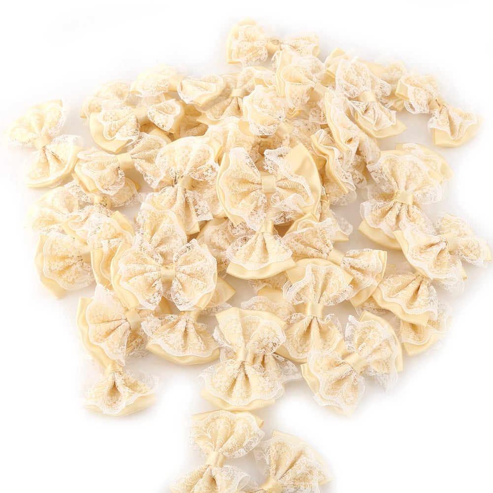 Colorful Bow Tie Applique Wedding Craft Sewing Decoration (Beige)