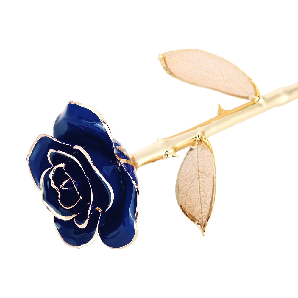 Ejoyous 24K Gold plated Romantic Rose Flower Valentine's Day Birthday Girlfriend Gift Blue