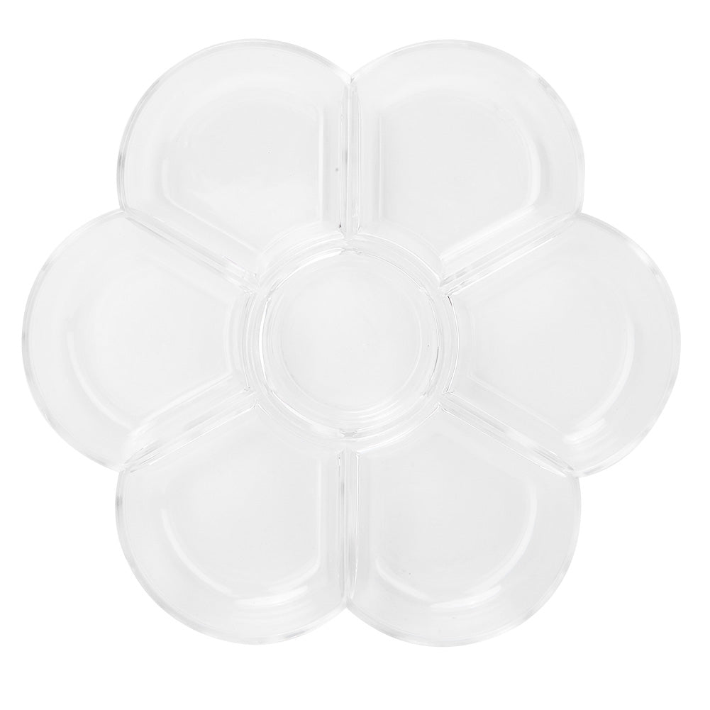 7 Holes Plum shaped Palette Art Drawing Painting Tray for Oil Watercolor Painting (Transparent)