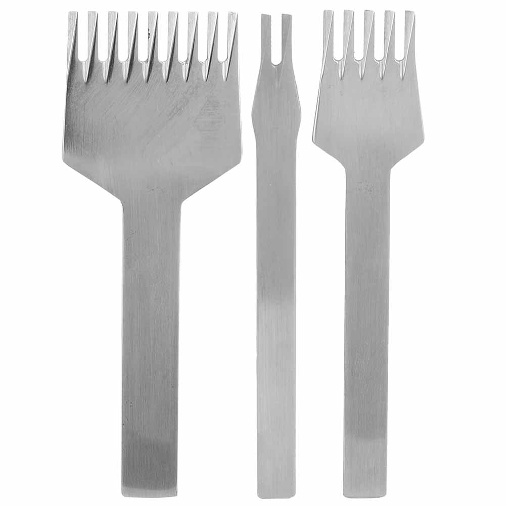 3pcs European Style 2+5+9 Prongs Leather Punch Tool DIY Leathercraft Pricking Chisel (3mm)