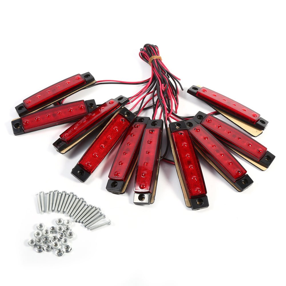 10x 6 LED Indicator Side Marker Clearance Lamp for Truck Van Caravan Lorry Red Light