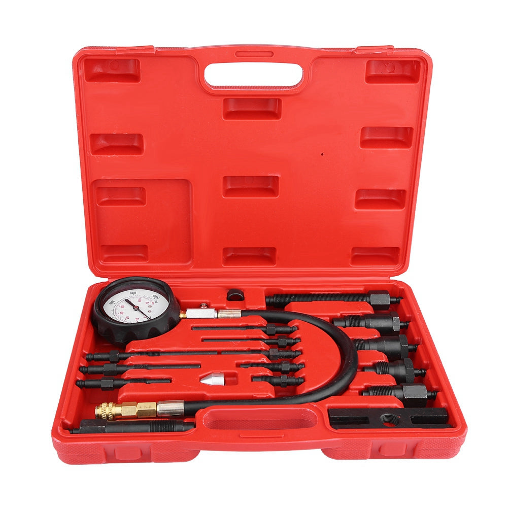 17Pcs Auto Tractor Diesel TDI CDI Engine Compression Tester Diagnosis Test Pressure Gauge Kit