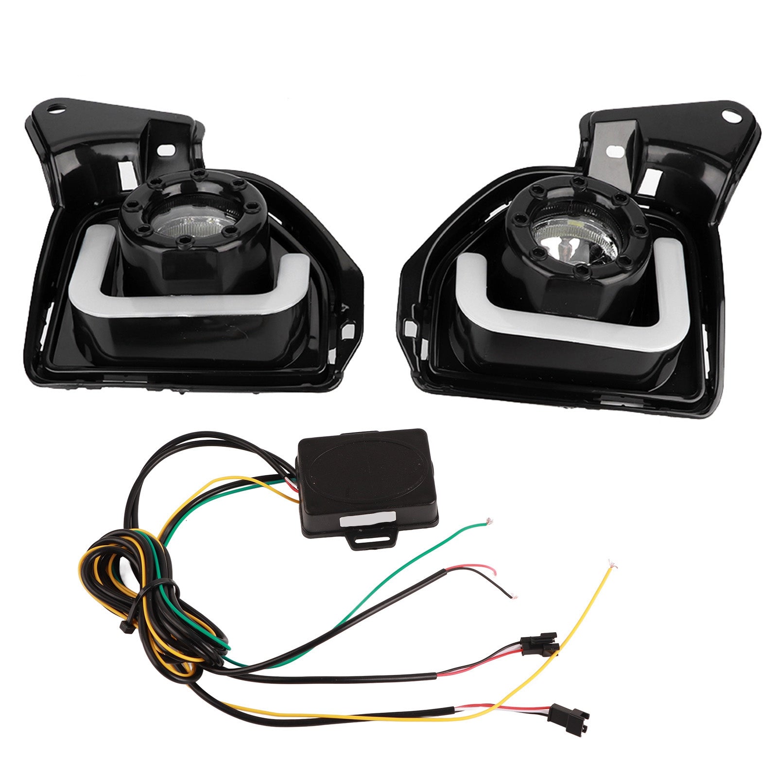 1 Pair Car Daytime Running Light Turn Signal 2‑Color LED Fog Lamp Fit for Hiace 14‑18