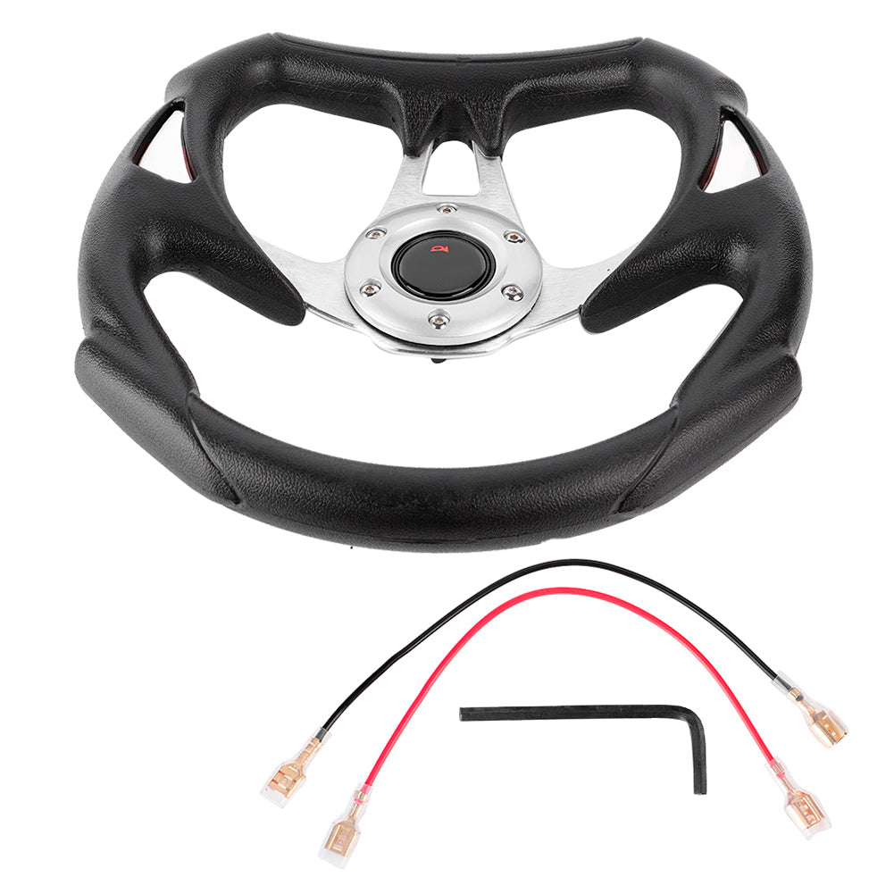 13in 320mm Universal Aluminum PU Leather Car Sport Racing Drift Steering Wheel Silver