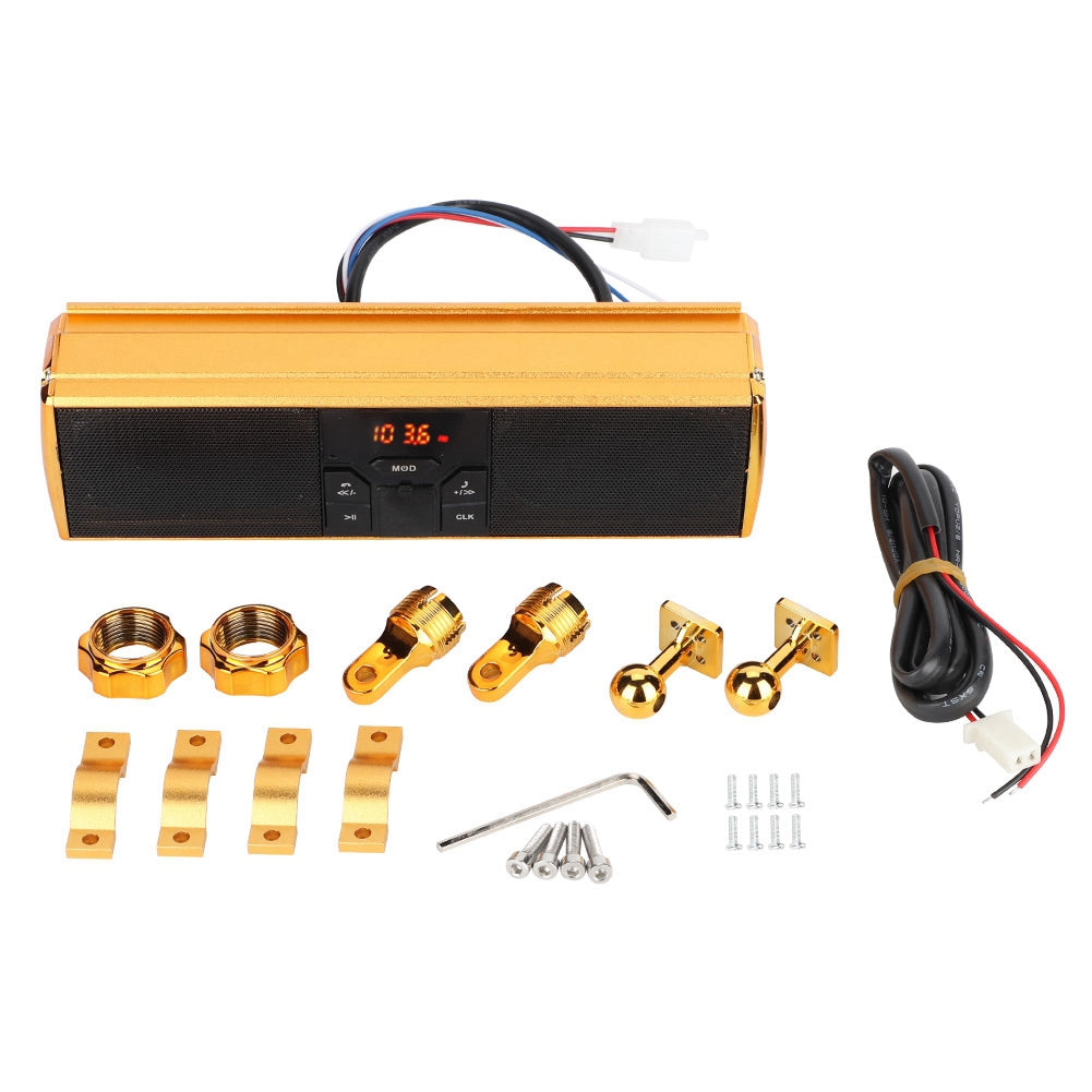 Motorcycle Modification Handle Bar Audio System Anti Side Water Proof Sound System(Golden)