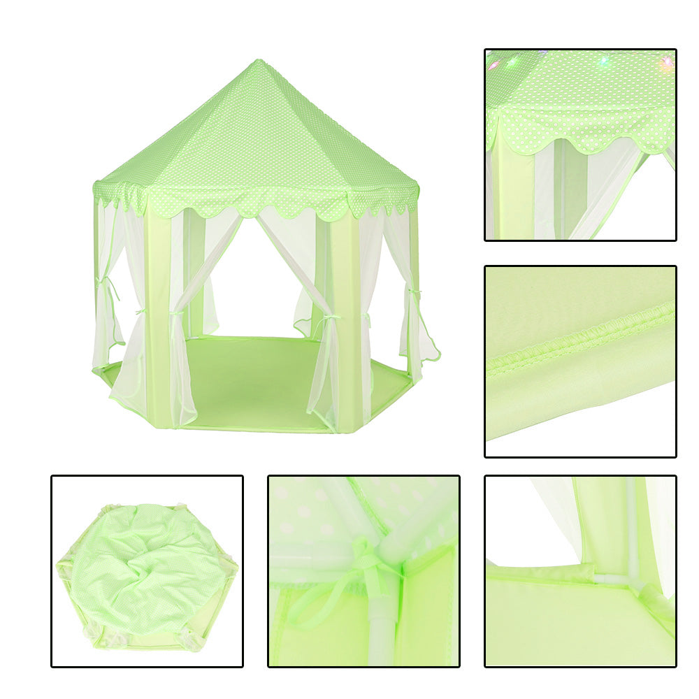 Kids Play Castle Tent Princess Playhouse Tent Indoor Outdoor with LED Light