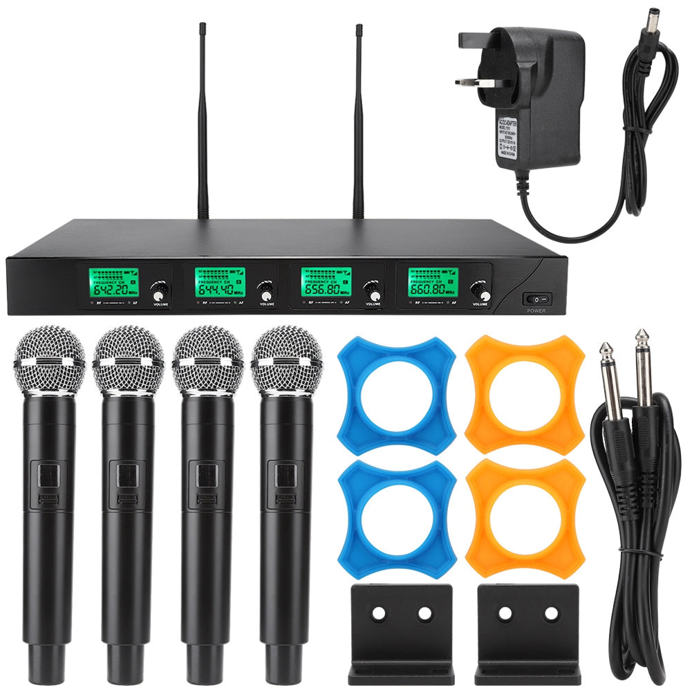 4 Channels Wireless Handheld Microphone for Meeting Conference 641.5MHz-672.3MHz