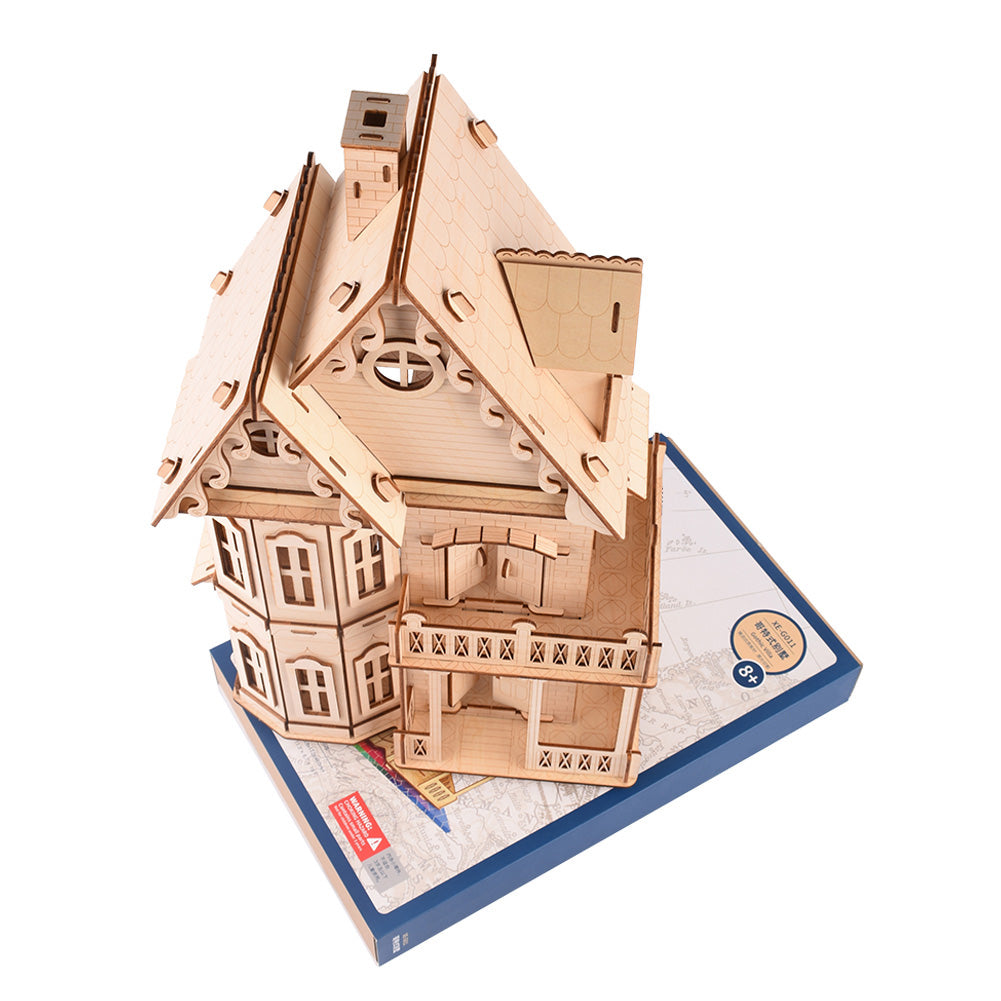 3D Wooden Villa Puzzle Toy Educational Crafts Jigsaw Assembly Model Gift for Children Adults