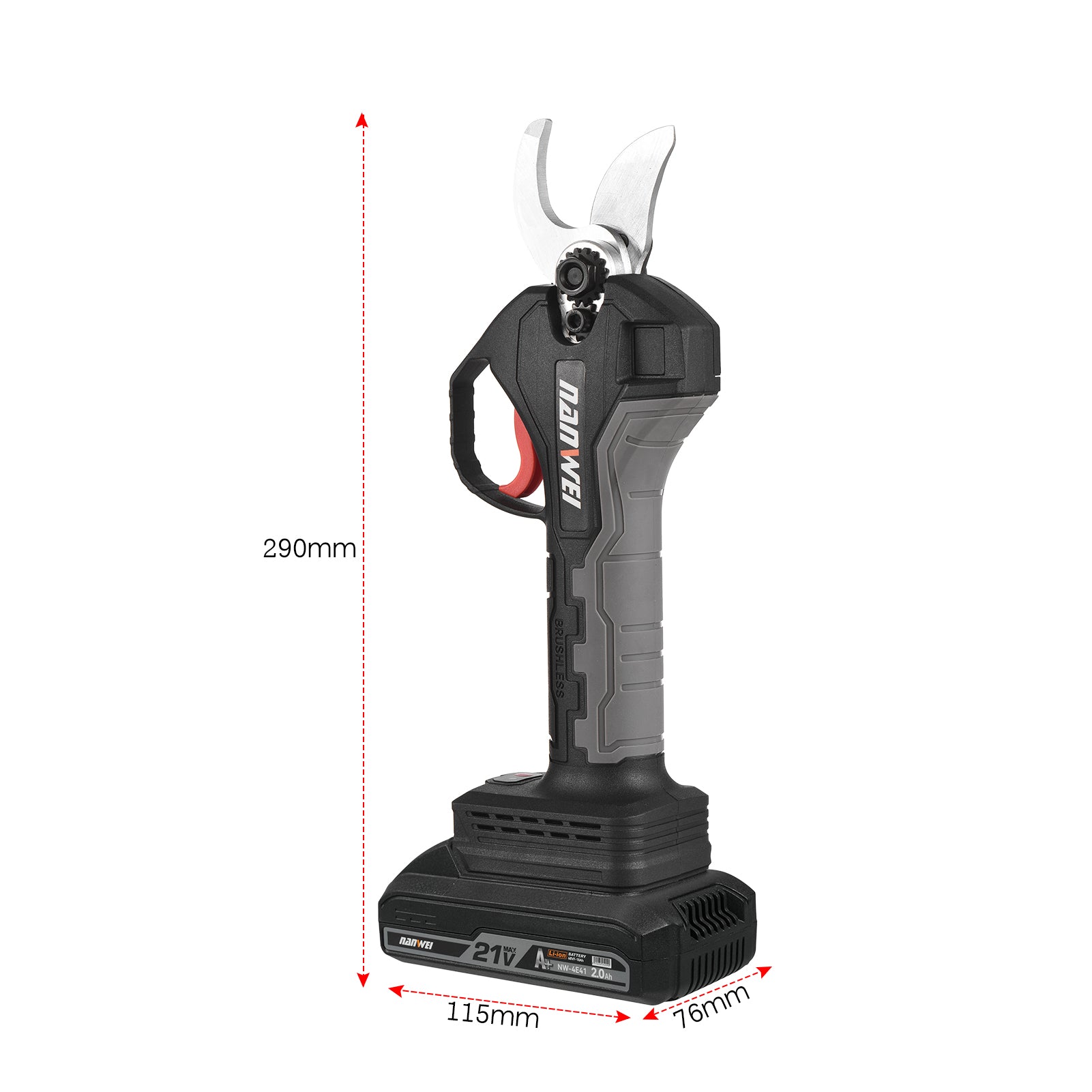 Geevorks  21V Brushless Cordless Electric Pruning Shears Rechargeable 10Ah Lithium Battery Powered Tree Branch Pruner Garden Clippers 30mm Cutting Diameter with Replacement Blade 2000mAh