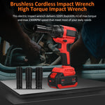 Geevorks Brushless Cordless Impact Wrench 1/2 inch Electric Impact Wrench Brushless Power Impact Wrench Set for Car Tires Max Torque 320 ft-lbs (430N.m) with 3.0A Li-ion Battery 4Pcs Impact Sockets Set & Charger Tool Box