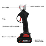 21V Portable Handheld Cordless Electric Pruning Shears with Carry Case Rechargeable 1200mAh Lithium Battery & Charger Powered Tree Branch Pruner Garden Clippers 30mm Cutting Diameter