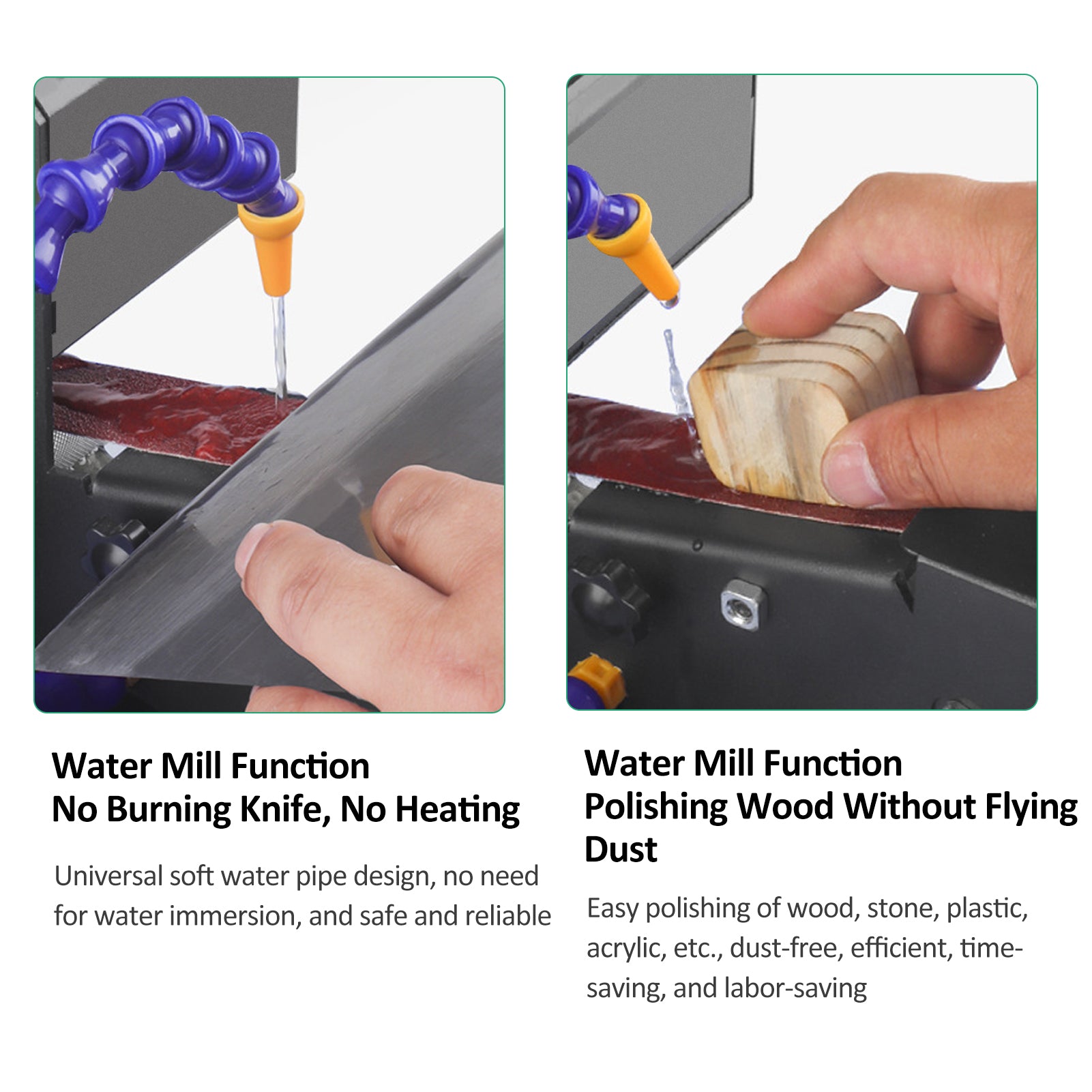 250W Wet And Dry Belt Sander Mini Belt Sander Electric Bench Grinder Sanding Machine Constant Speed Small Grinder Sharpener Polisher Machine with Water Pipe and 10 Sanding Belts for DIY Woodworking Resin Jewelry Making Knife Sharpener