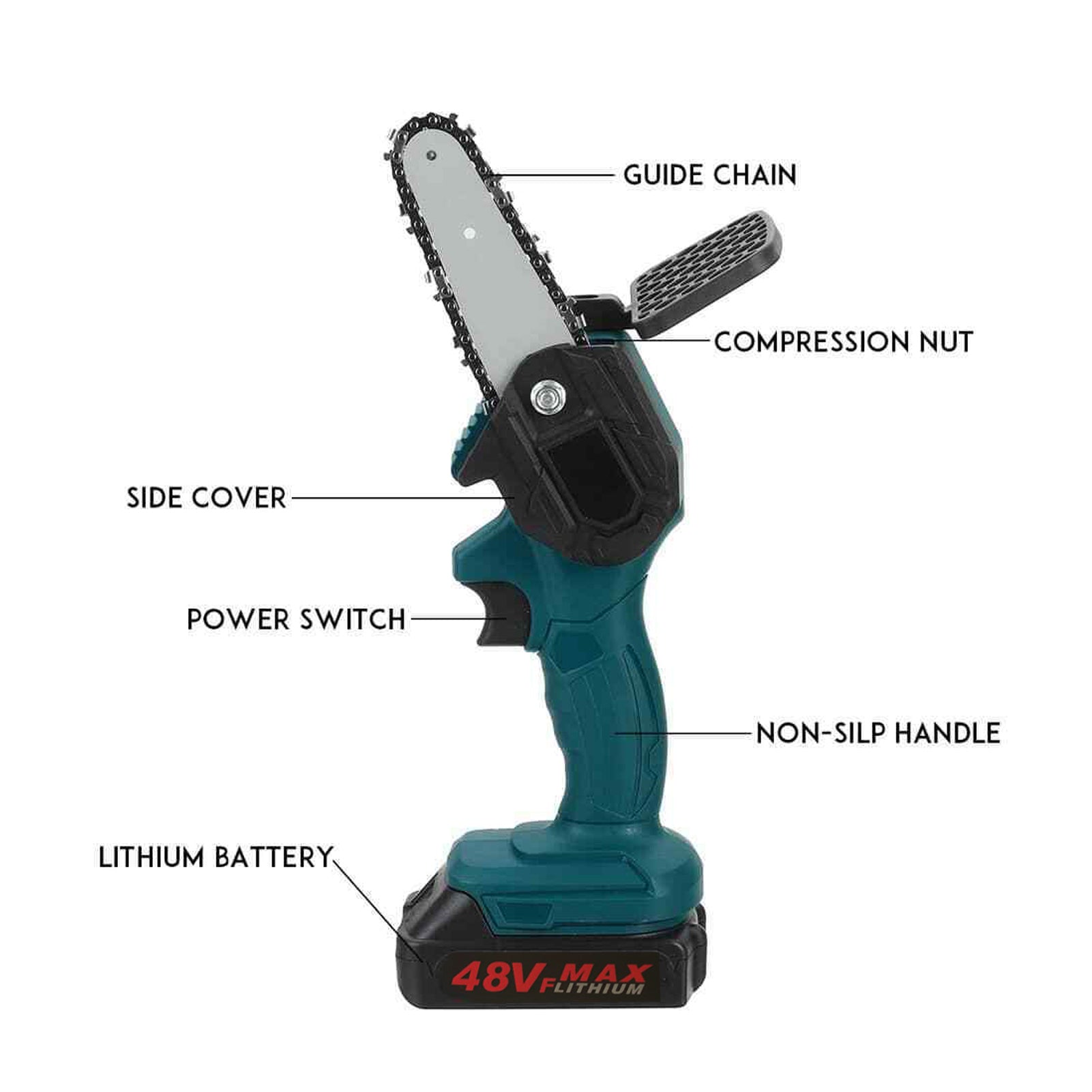 4in Mini Handheld Electric Chainsaw High Powers Woodworking-Saw Portable Rechargeable Cordless One-Hand Wood Cutter for Gardening Pruning Trimming