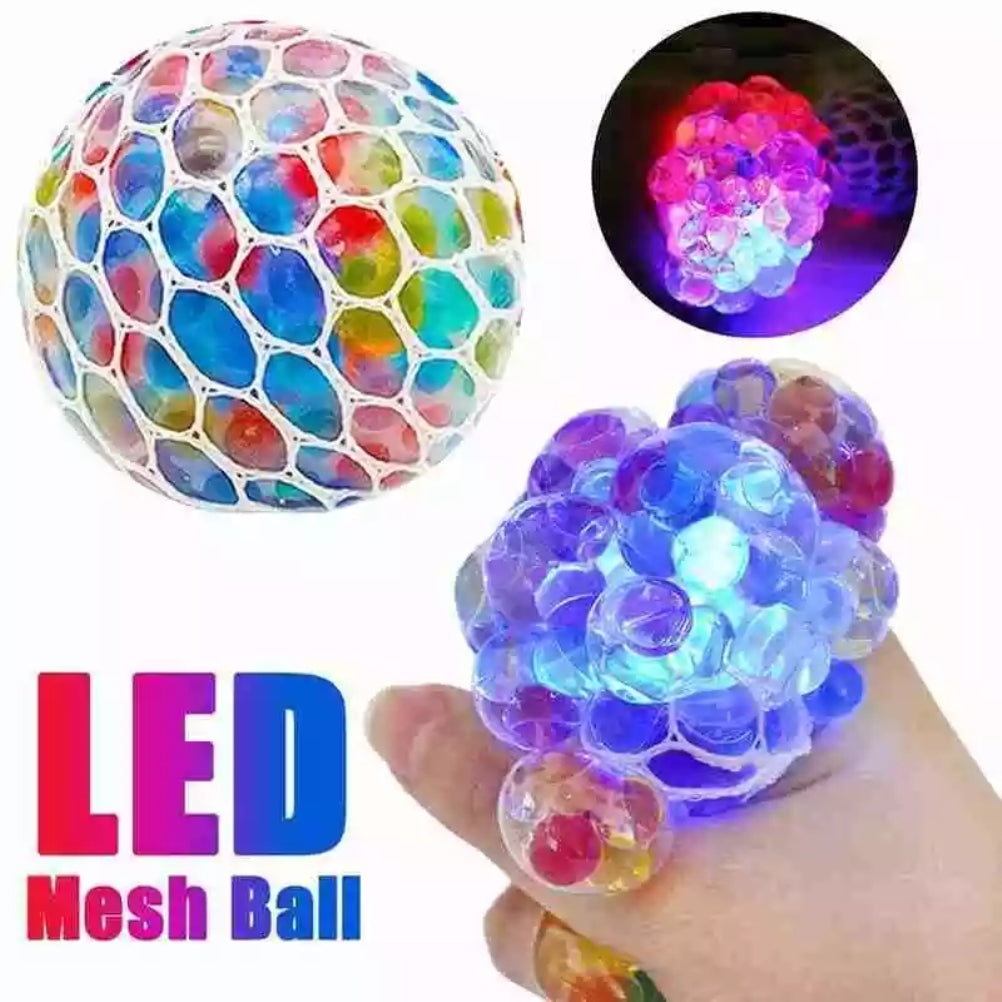 6CM Luminous Stress Balls Squeezing Grape Balls Bounce Decompression Toy Funny Soft Rubber Stress Balls Squeezing Vent Toy