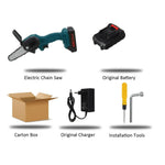 4in Mini Handheld Electric Chainsaw High Powers Woodworking-Saw Portable Rechargeable Cordless One-Hand Wood Cutter for Gardening Pruning Trimming